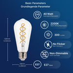 Bombillas LED Edison FLSNT, 40W, 6 pack, vintage, filamento espiral.