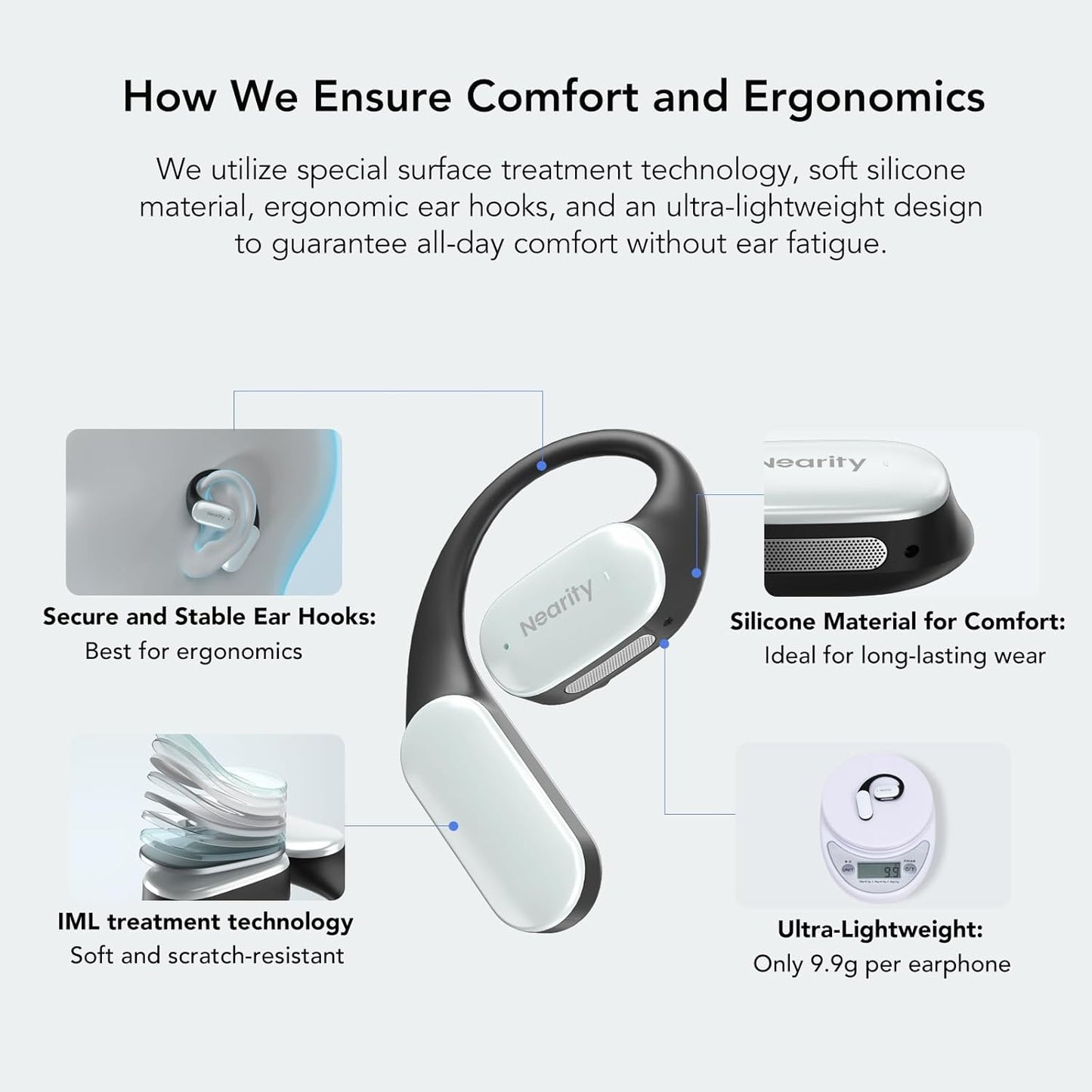 Auriculares Bluetooth de oreja abierta NEARITY conexión dual