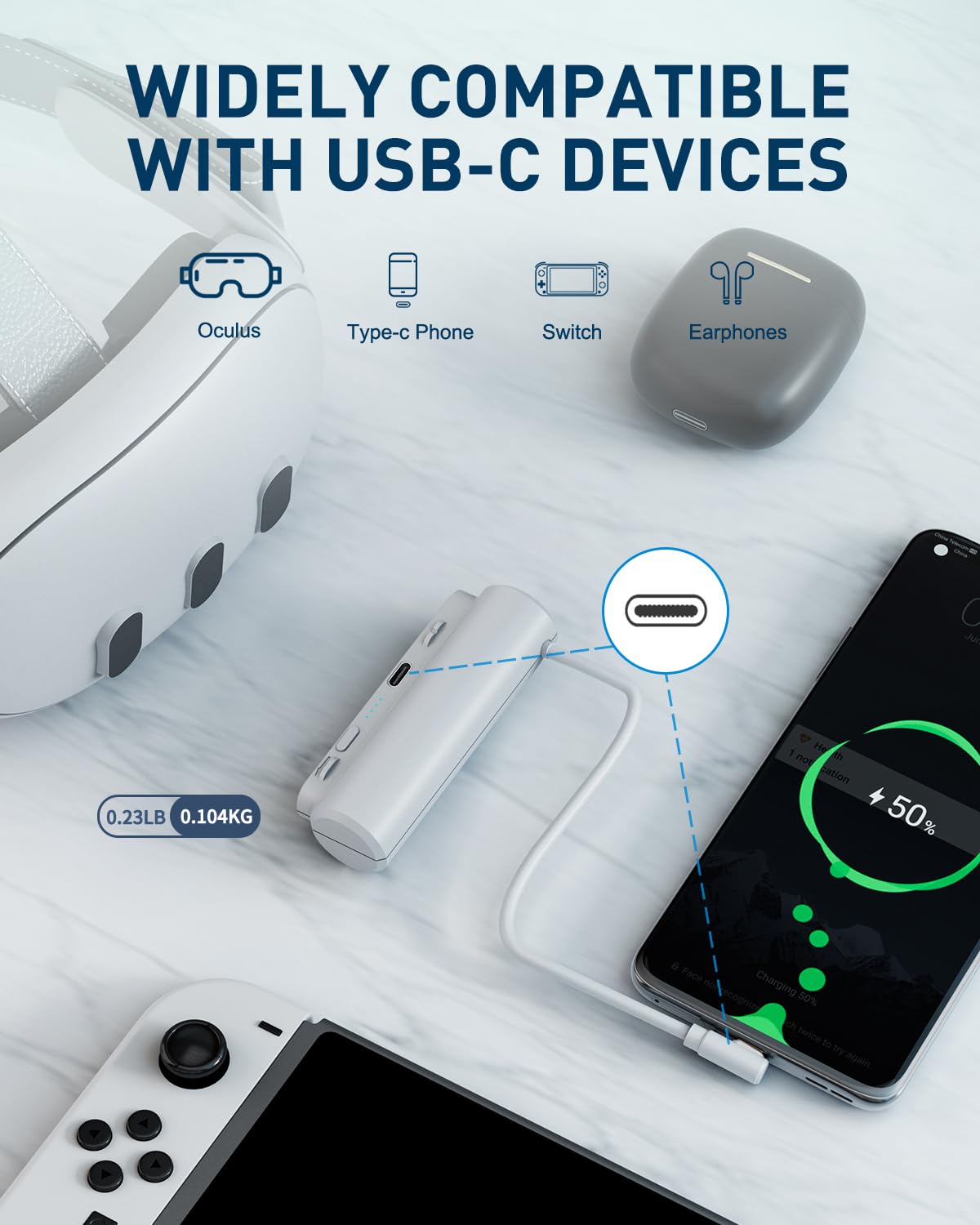 Batería externa para Meta Quest 3, 5000mAh, 1,5 a 2hr Extra.(USADO)