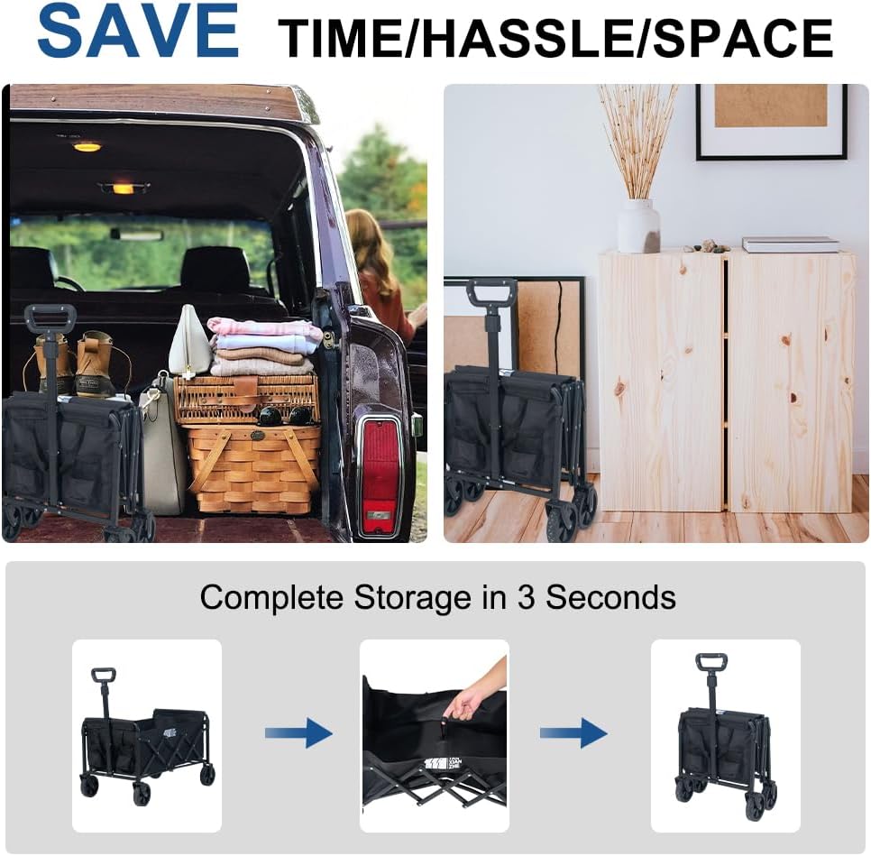 Carro plegable plegable, resistente, 180 lbs. (Detalle en rueda).