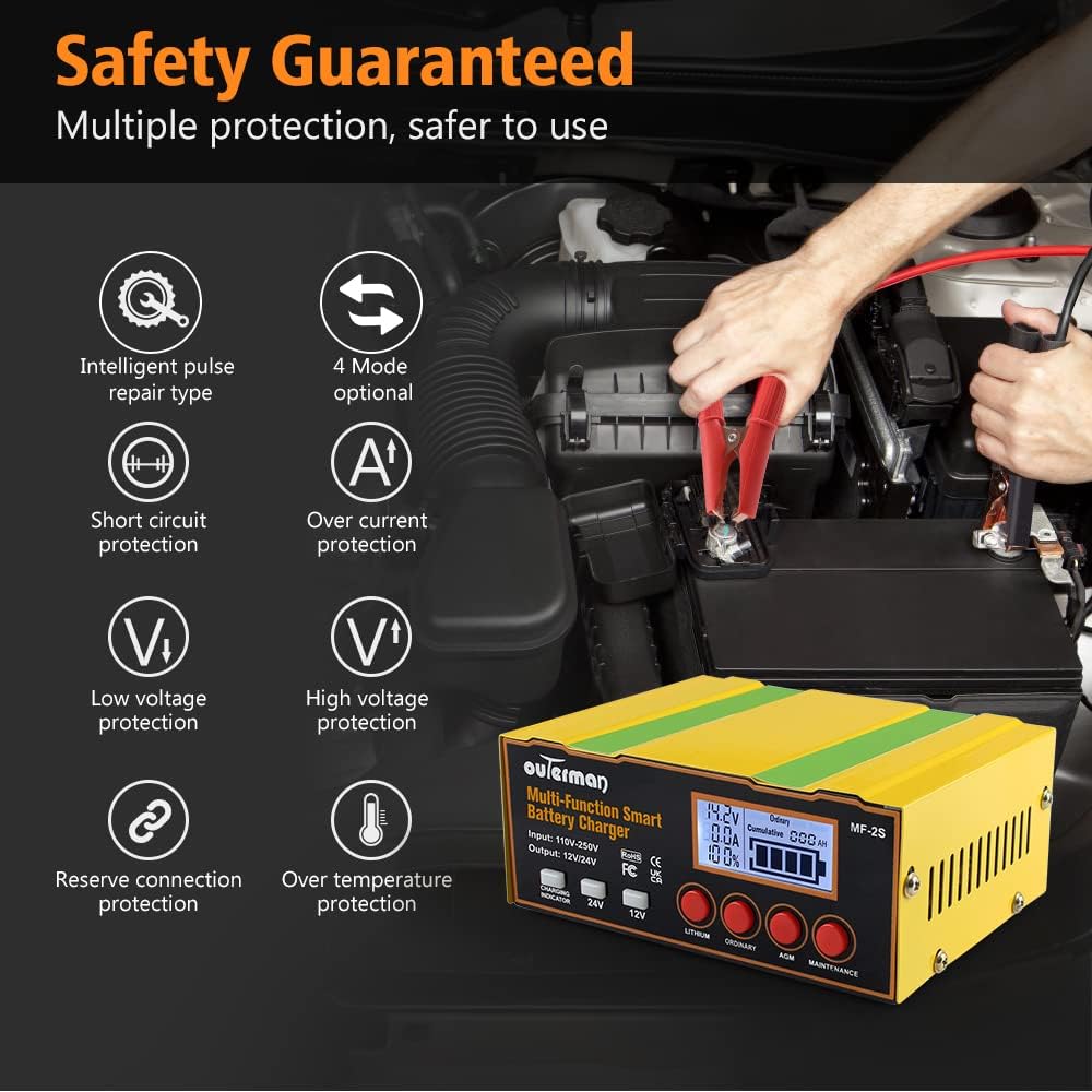 Outerman Cargador de batería de coche mejorado 12 V/24V