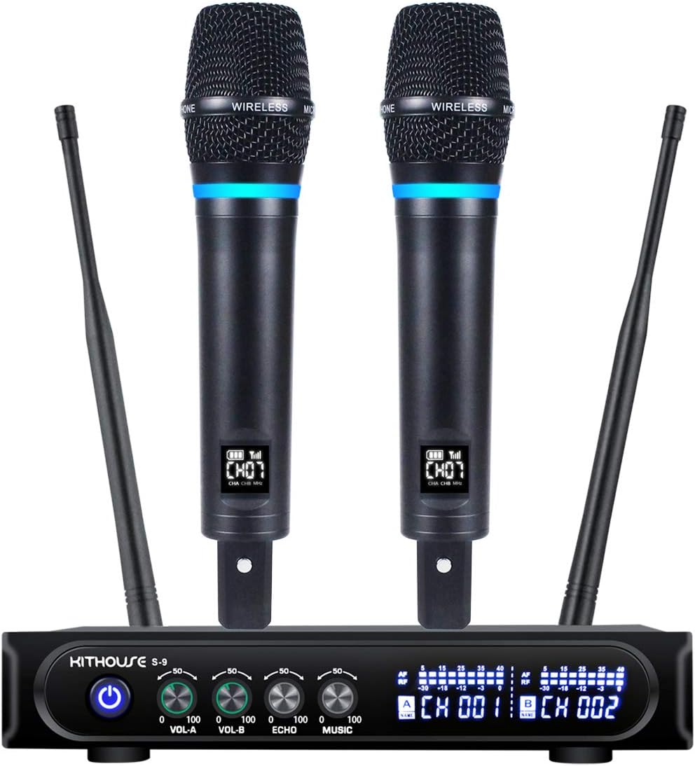 Sistema de micrófonos Kithouse S-9 inalámbricos recargables
