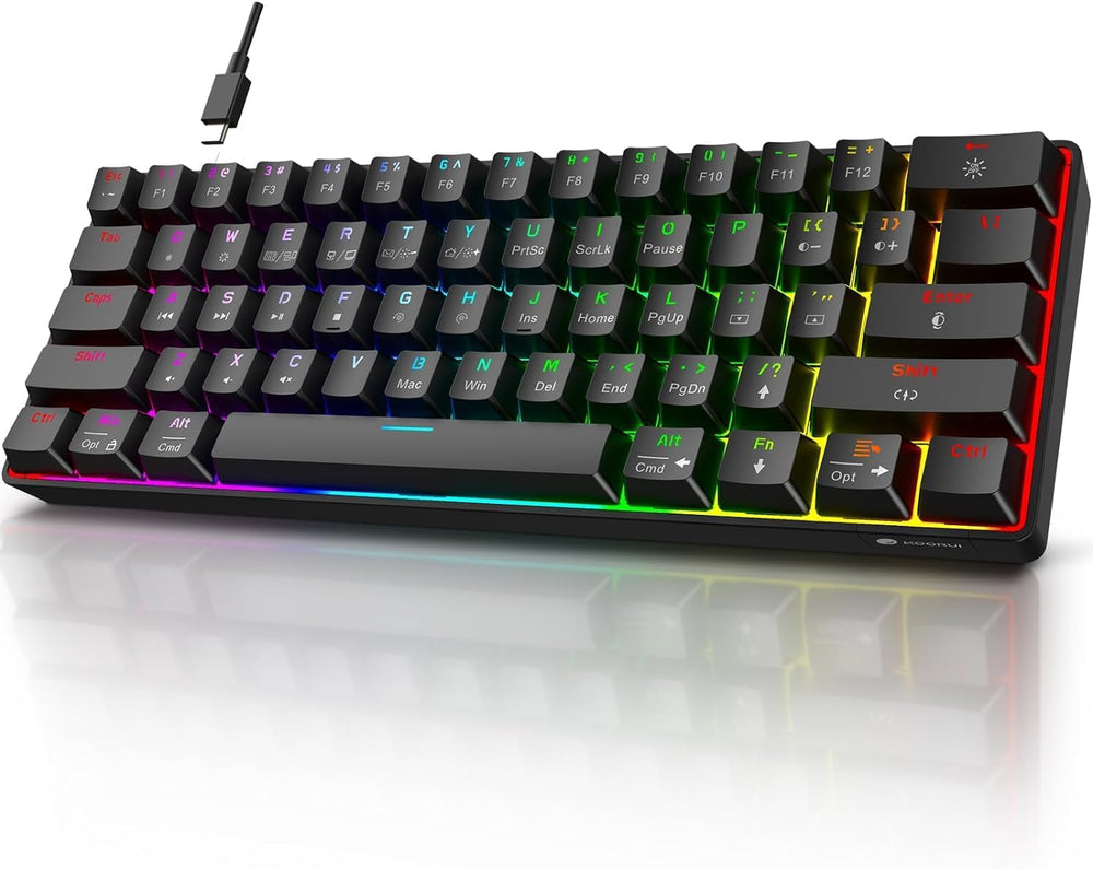 KOORUI - Teclado Para Juegos, 60% Mecánico con 26 RGB Retroiluminados