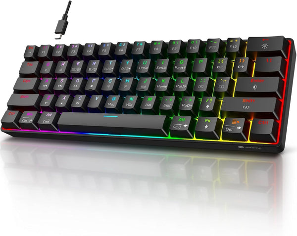 KOORUI - Teclado Para Juegos, 60% Mecánico con 26 RGB Retroiluminados