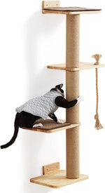 Rascador de pared para gatos FUKUMARU, de yute y madera de caucho.