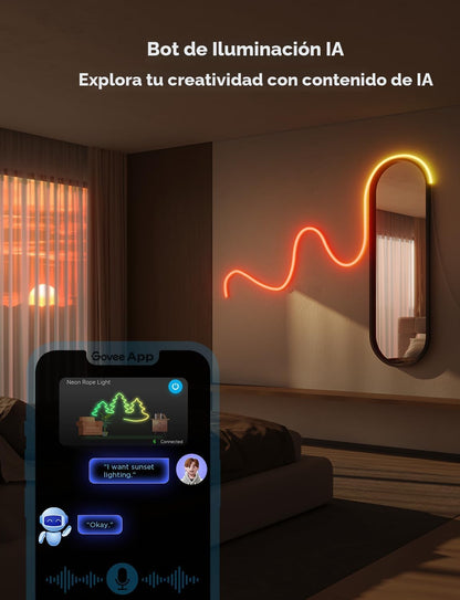 Luz de Cuerda Govee H61D3, de Neón LED Inteligente 9.8ft, RGBIC