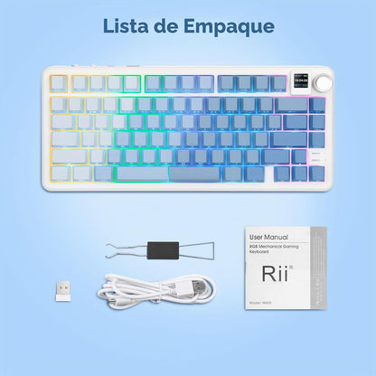 Rii RK805 Teclado Mecánico RGB TFT Bluetooth 2.4G