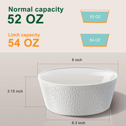 Juego 4 Cuencos Grandes 1.5L de 8" Pasta Sopa Ensalada VIDALENA