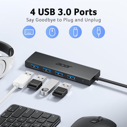 ACER USB Hub 4 Puertos portátil Puerto alimentación Tipo C