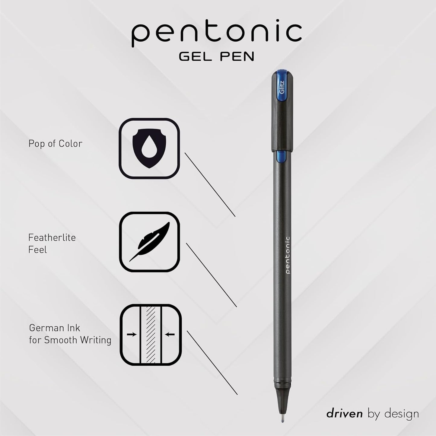 Bolígrafos de gel con purpurina, 10 Colores,Punta 1.0mm, Esc. Suave.