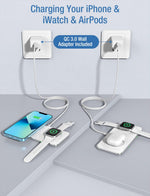 Cargador inalámbrico 2 en 1, de 15 W para iPhone y AirPods (USADO).
