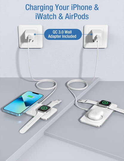 Cargador inalámbrico 2 en 1, de 15 W para iPhone y AirPods (USADO).