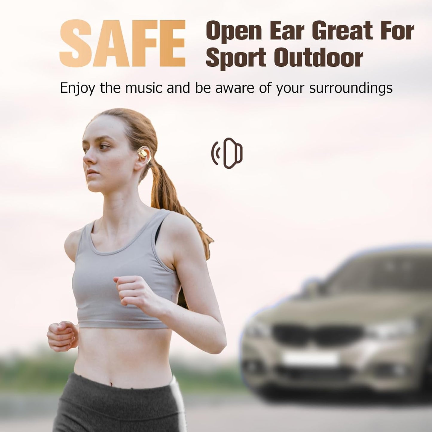 Auriculares deportivos inalámbricos de conducción ósea.