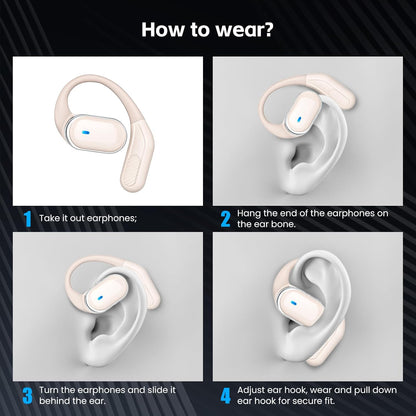 Auriculares inalámbricos de oreja abierta, IPX7 impermeables.