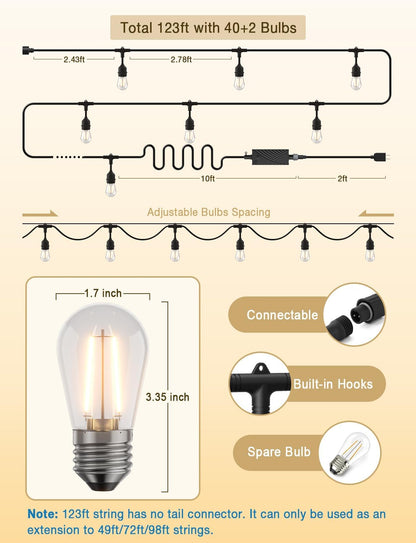 Guirnalda de luces inteligentes para exteriores, XMCOSY+ 123FT.