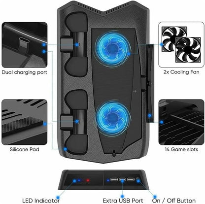Base de carga para PS5 con ventilador de succión (USADO).