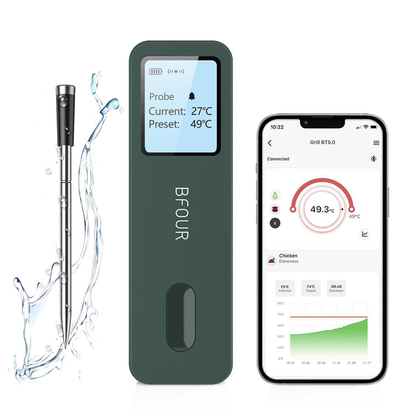 Termómetro para carne, inalámbrico con control de app, (USADO).