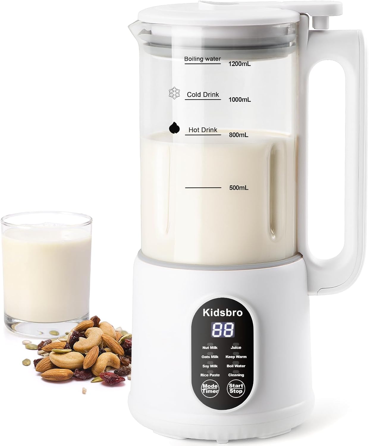 Máquina automática para hacer leche de granos, 8 en 1, 40 onzas.