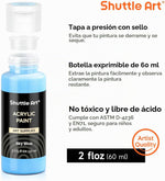 Juego de pintura acrílica Shuttle Art de 36 colores, 60 ml 12 pinceles