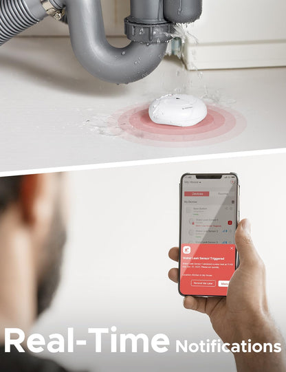 X-Sense Detector de fugas de agua, alarma inteligente, sensor agua.