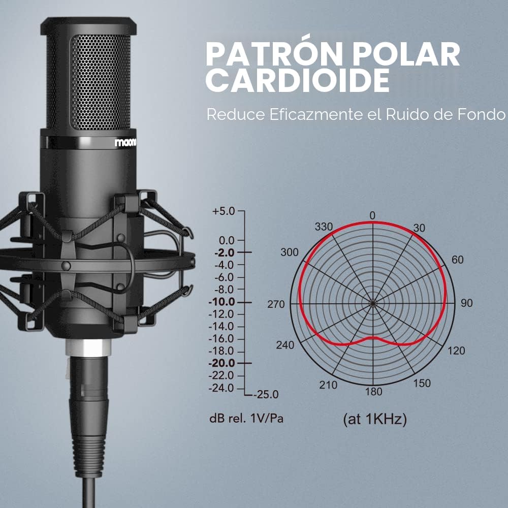 Micrófono condensador Maono PM320S con cable XLR, brazo articulado y filtro antipop — vista 3