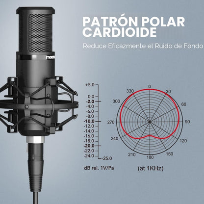 Micrófono condensador Maono PM320S con cable XLR, brazo articulado y filtro antipop — vista 3