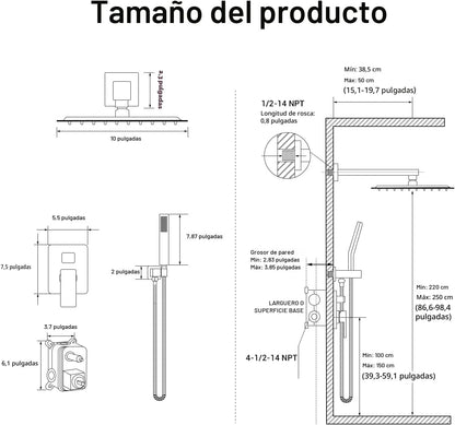 Cabezal de ducha Iuerasd de 10" y acabado en níquel cepillado (DETALLE)