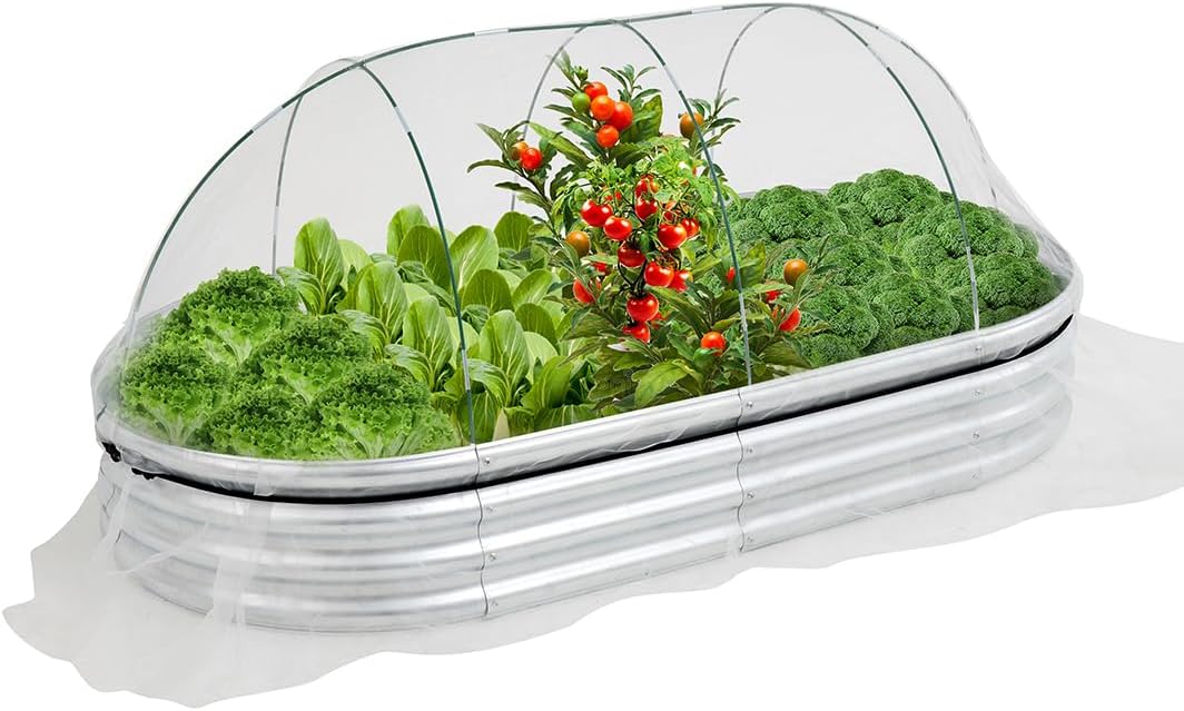 Cama elevada galvanizada de 4 x 2 x 1, para invernadero.