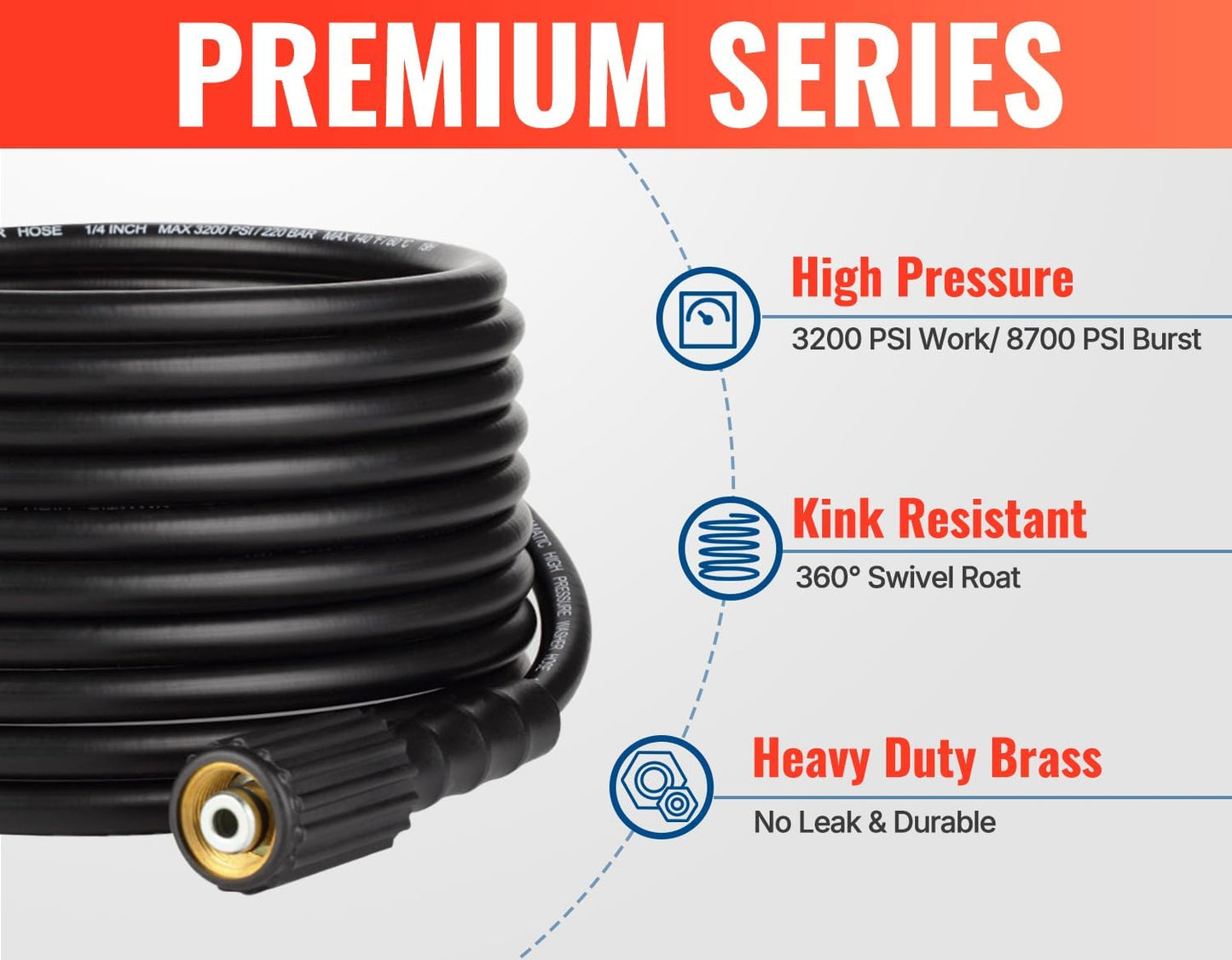 Kit de pistola y manguera para lavadora a presión, 3/8, 25FT.