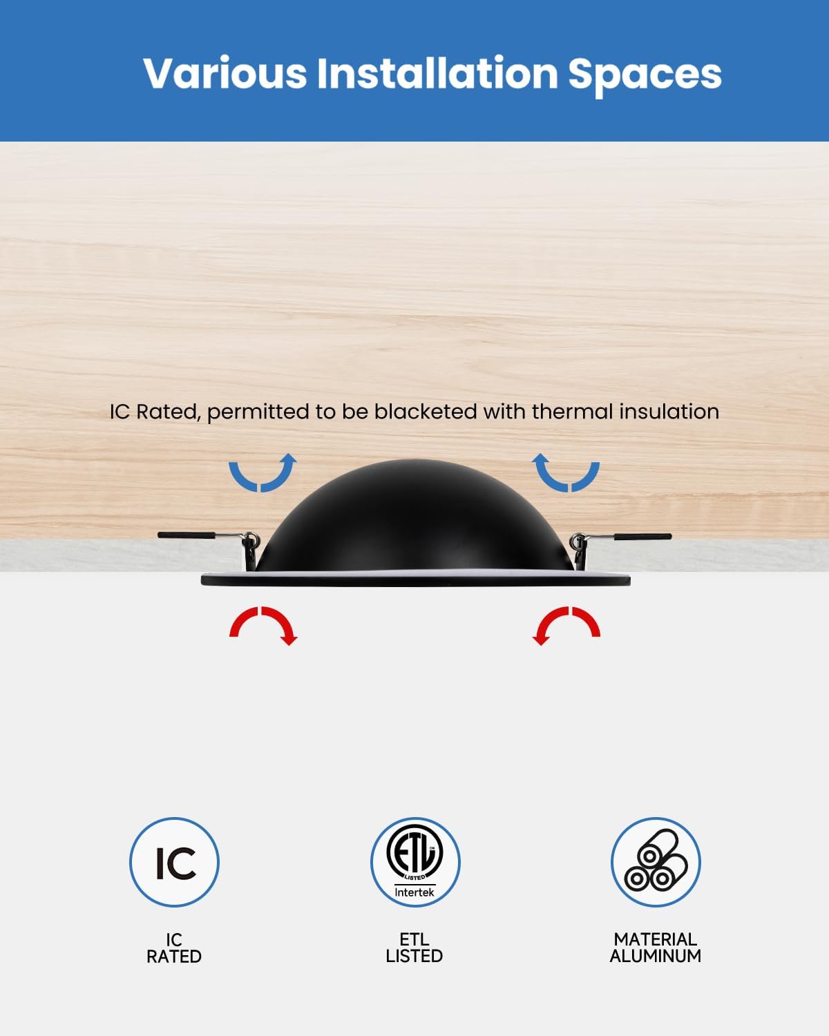 Foco empotrable de 15.24 cm – 12 W con cardán inclinado para techo, empotrado. POPANU