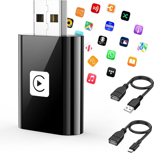 Adaptador inalámbrico CarPlay para Apple, 2025 2 en 1 Compatible con iOS y automóviles.