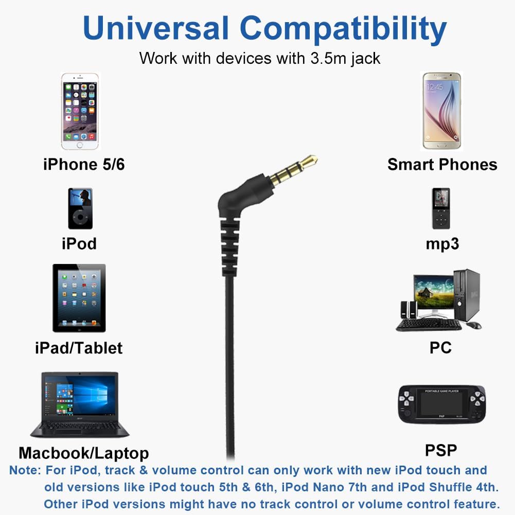 Joysico - Auriculares con cable de oreja abierta con micrófono.
