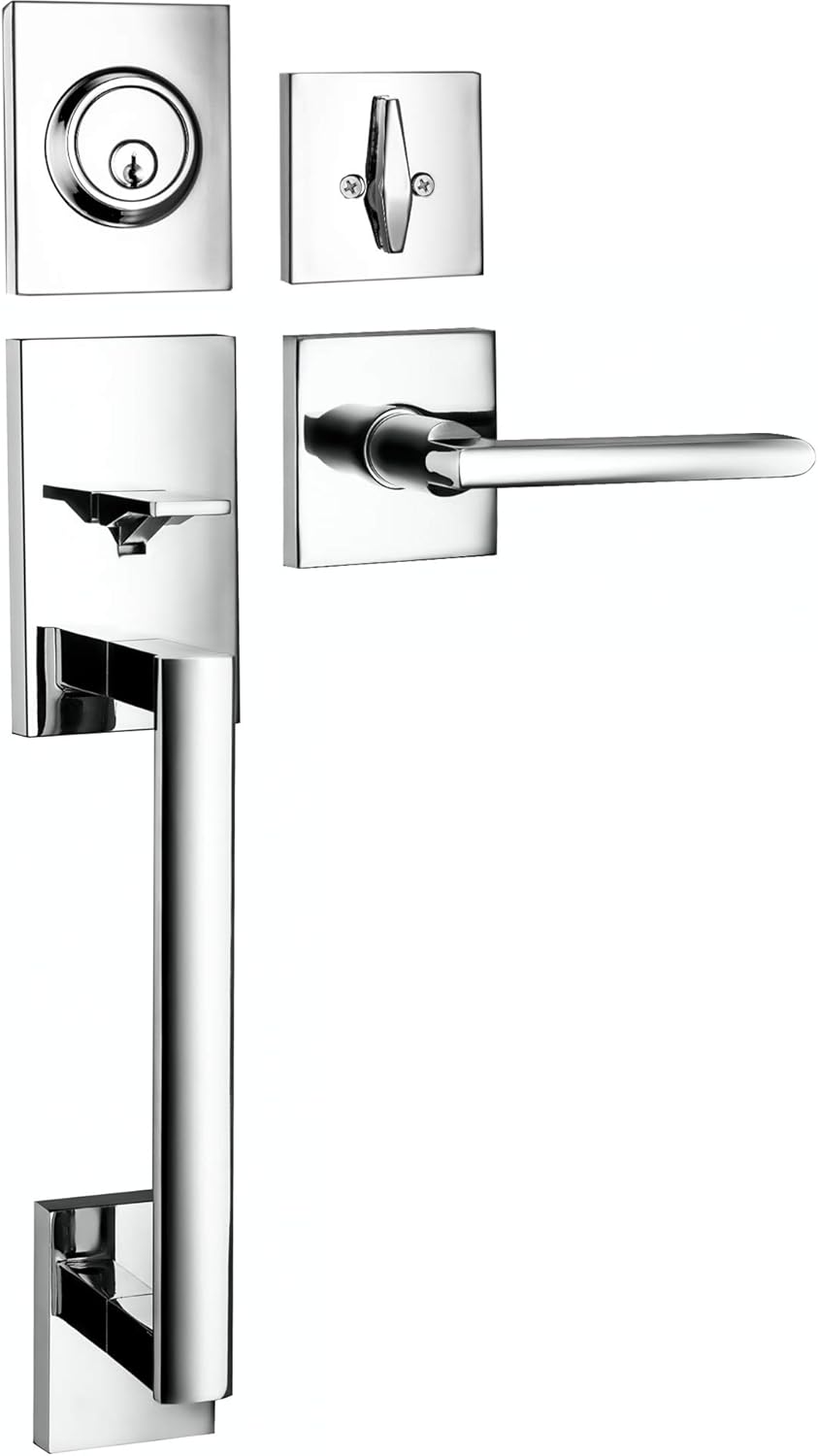 Juego de manijas para puerta delantera del hogar cromo pulido (USADO)