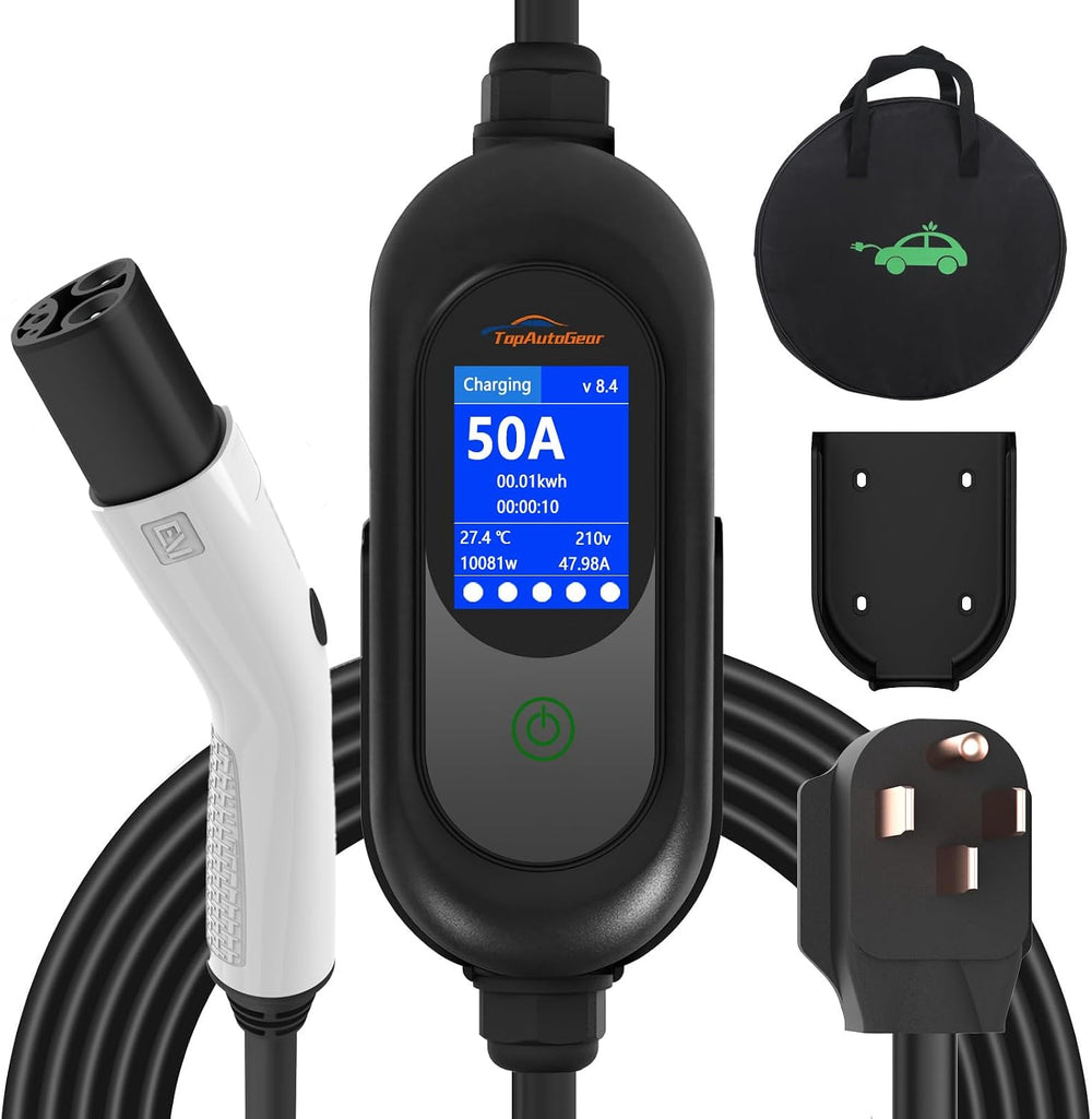 Cargador EV de nivel 2, TopAutoGear, 50A-240V, enchufe NEMA 14-50