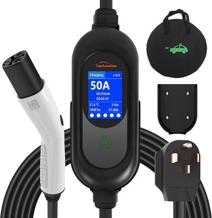 Cargador EV de nivel 2, TopAutoGear, 50A-240V, enchufe NEMA 14-50