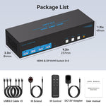 Conmutadores KVM, para triple monitor, 4 Puertos USB 3.0.