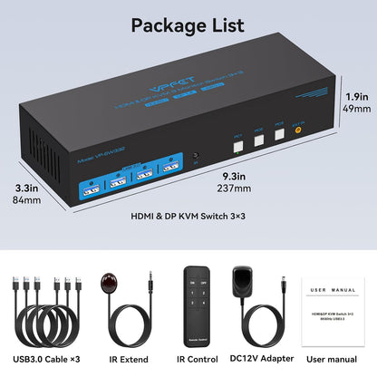 Conmutadores KVM, para triple monitor, 4 Puertos USB 3.0.