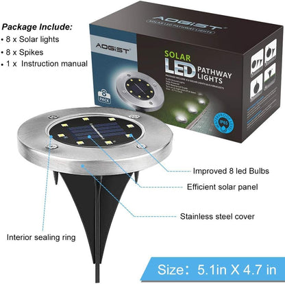 Luces solares de suelo para jardín, 8pcs, impermeables, 1.20V.