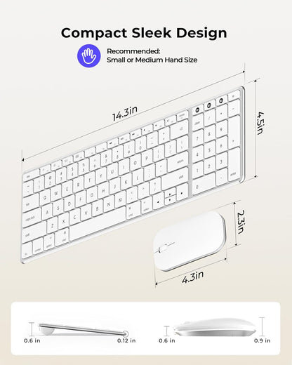 Teclado y mouse Bluetooth, Seenda, recargable, delgado, inalámbrico.