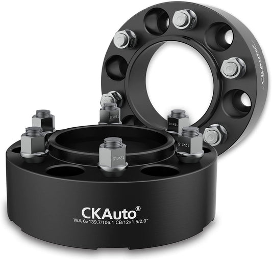 CKAuto 2 espaciadores de rueda centrados en cubos 6x5.5 2"