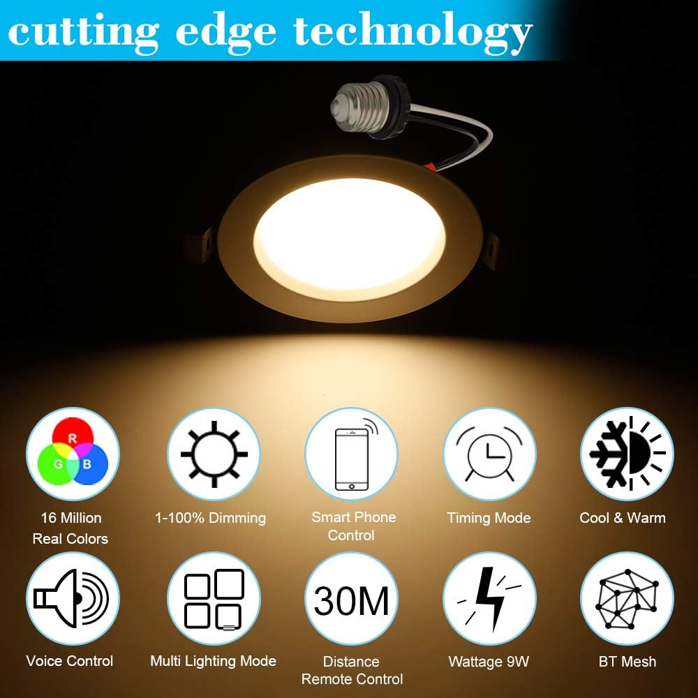 Kit 10 Luces Empotrable Led Smart, 4 Pulgadas, 5w, Control (USADO)