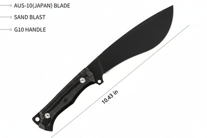 Cuchillo Kubey KU241 Machete, hoja fija mango G10, hoja estilo Kurki.