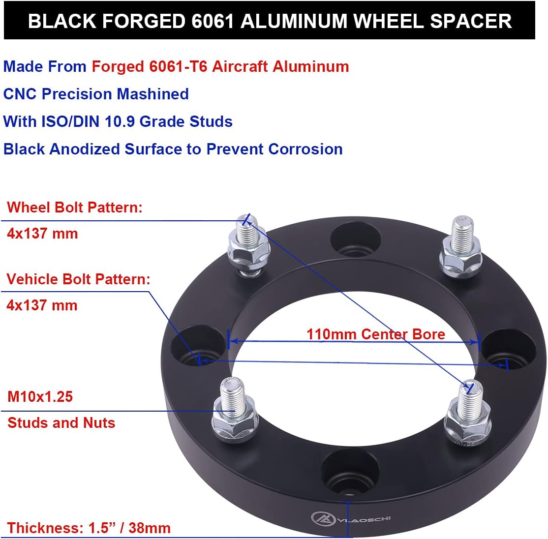 VLAOSCHI Espaciadores de rueda de 4x137  1.5" detalle estetico