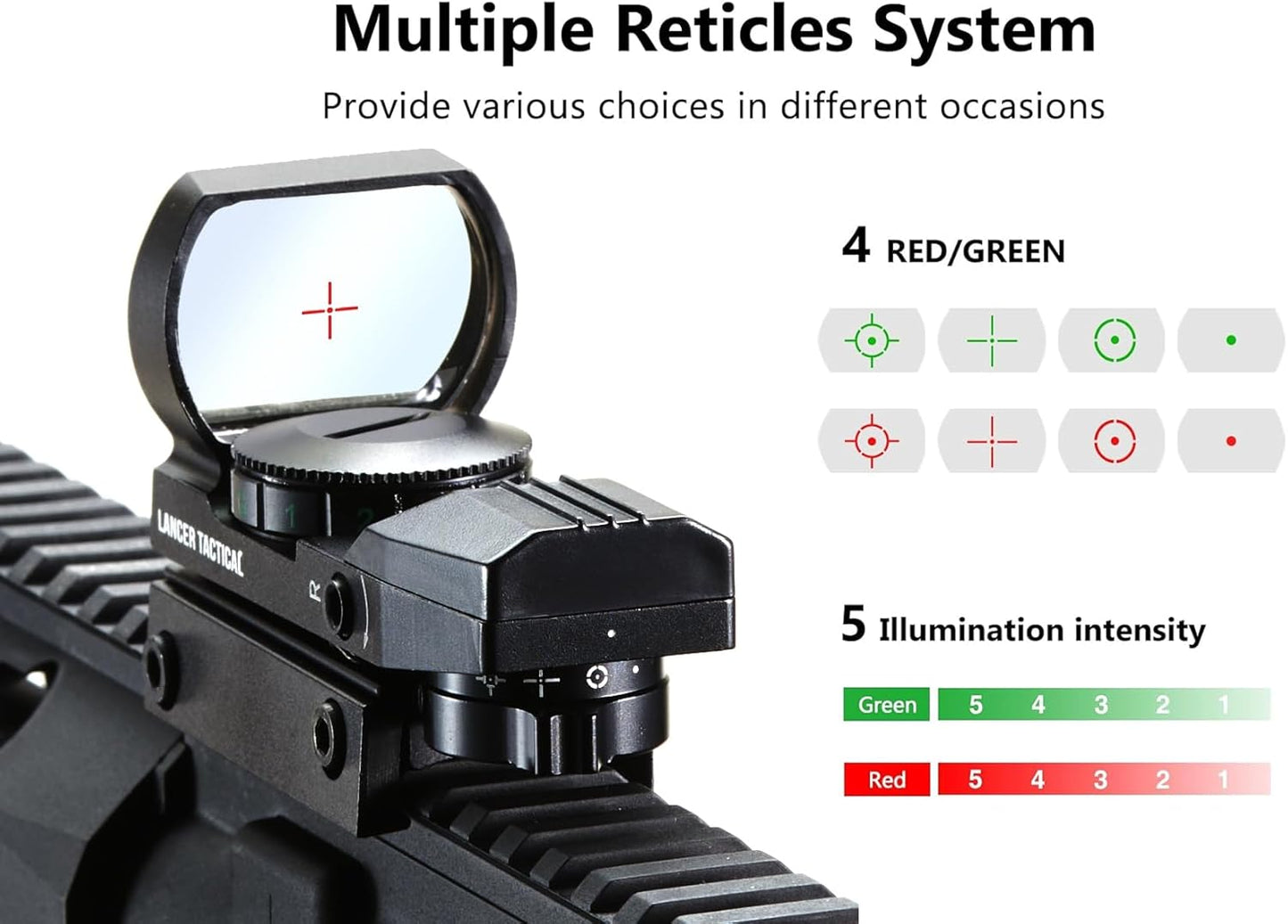 Mira telescópica táctica multiretícula airsoft punto rojo y verde