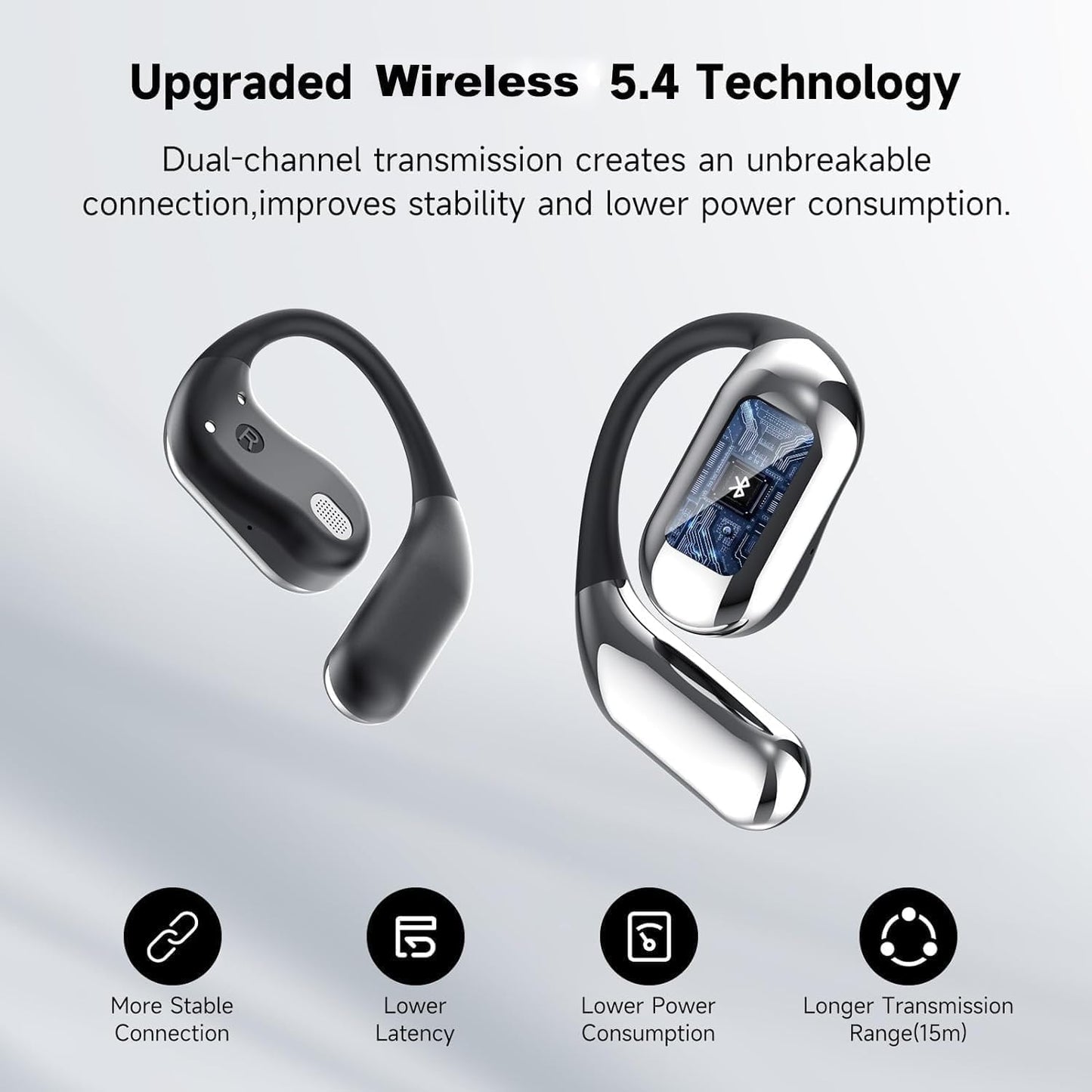Auriculares Bluetooth 5.4 de Oído Abierto,Manos Libres blancos