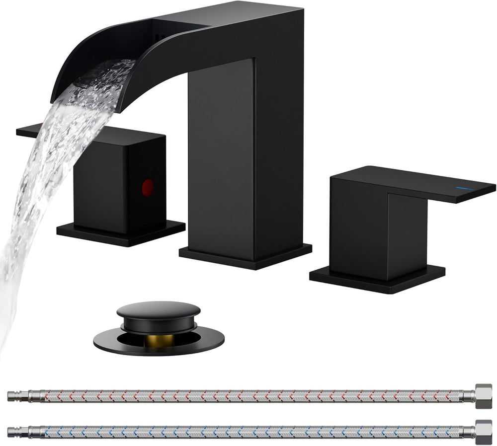 Grifo Baño Cascada Elegante FORIOUS 8" Negro Mate