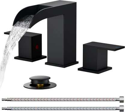 Grifo Baño Cascada Elegante FORIOUS 8" Negro Mate
