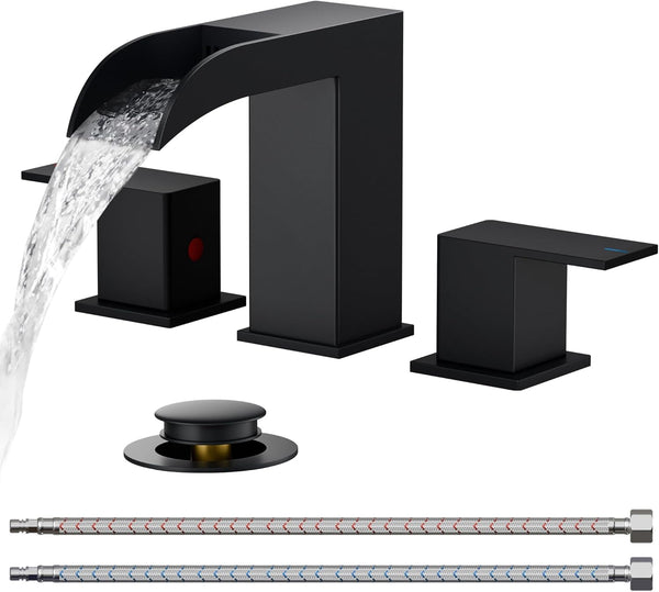 Grifo Baño Cascada Elegante FORIOUS 8" Negro Mate