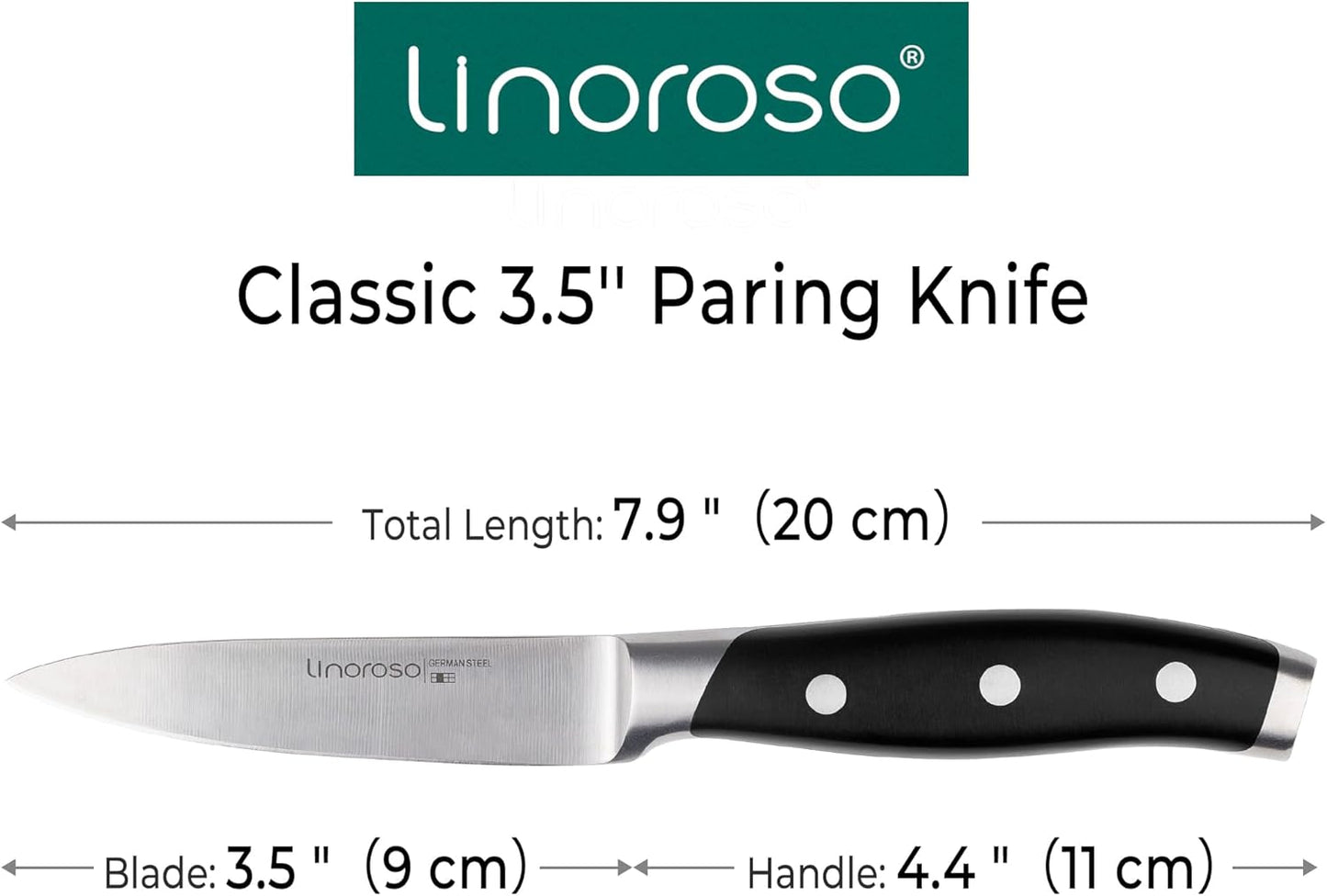 Linoroso, cuchillo de cocina de 3.5", acero al carbono aleman.(USADO)