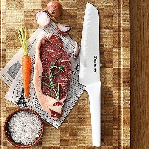 Zusisuy Juego de cuchillos de cocina profesionales blancos.